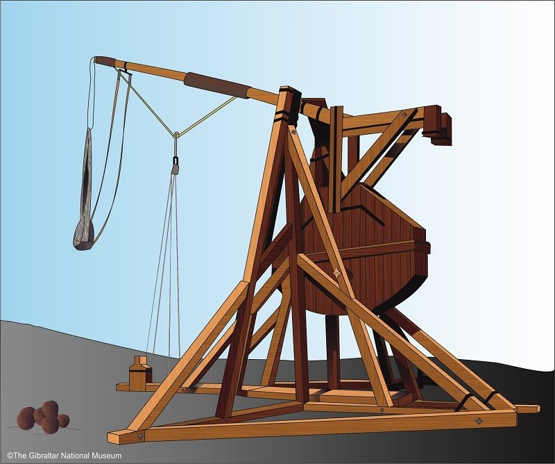 A medieval counterweight trebuchet.